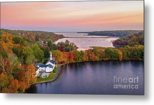Aerial Photography Metal Print featuring the photograph Autumn in Cold Spring Harbor by Sean Mills