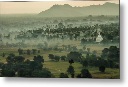 Tranquility Metal Print featuring the photograph Bagan In The Mist by Mangini Photography