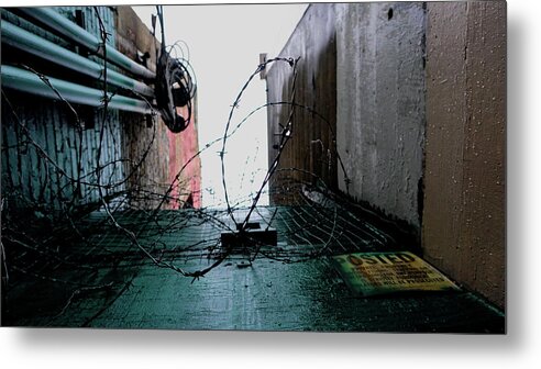 Seattle Metal Print featuring the photograph Barbed Wire City Scene by Cathy Anderson