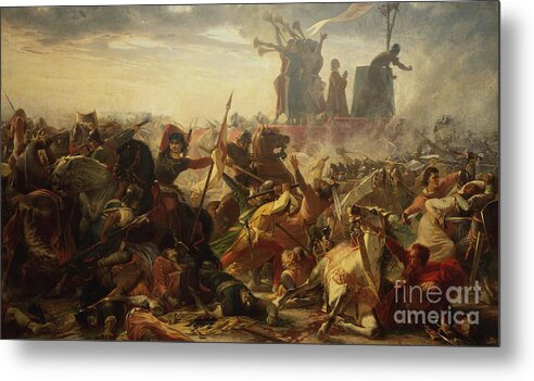 12th Century Metal Print featuring the painting Battle Of Legnano, 29 May 1176, C.1860 by Amos Cassioli