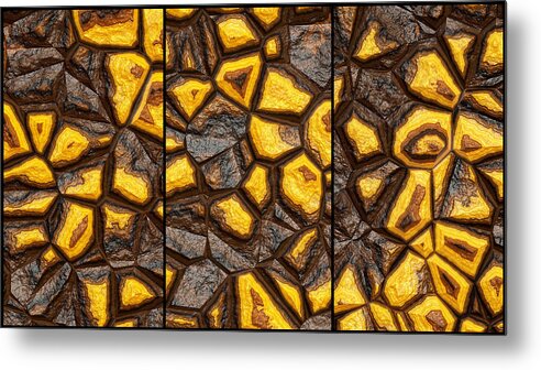 Rock Wall Metal Print featuring the digital art Beautiful Wall Abstract Triptych by Don Northup