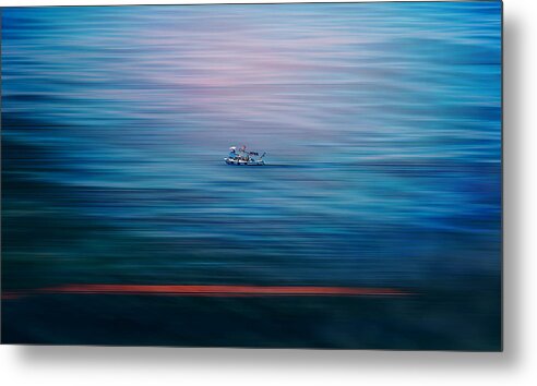 Water Metal Print featuring the photograph Boat by Ali Abu Ras