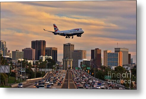 Boeing Metal Print featuring the photograph Boeing 747 landing in San Diego by Sam Antonio