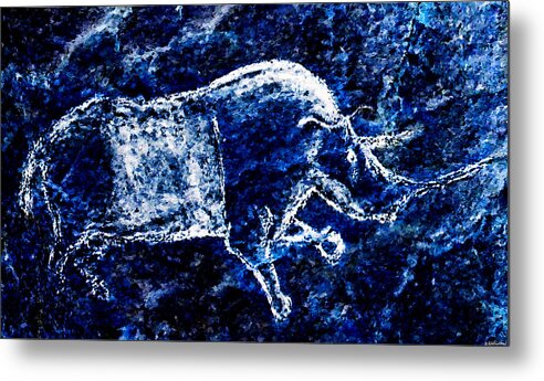 Chauvet Metal Print featuring the digital art Chauvet Rhinoceros - Negative by Weston Westmoreland