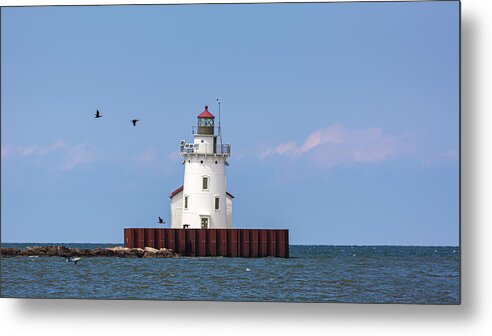 Lighthouse Metal Print featuring the photograph Cleveland Harbor West Pierhead Lighthouse by Dale Kincaid