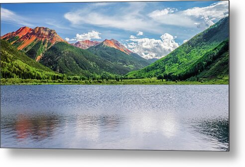 Crystal Lake Metal Print featuring the photograph Crystal Lake Red Mountains Reflection, Ouray Colorado by Robert Bellomy