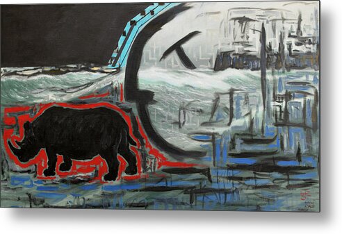 Extinction Metal Print featuring the painting Edge of Extinction by Hans Egil Saele