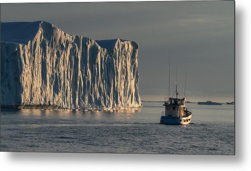 Iceberg Metal Print featuring the photograph Fishing Boat In Discobay by Anges Van Der Logt
