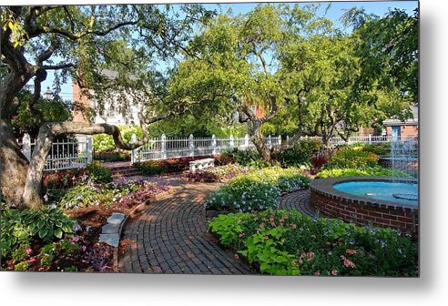 Fountain Metal Print featuring the photograph Flowers and Fountains in Prescott Park by Patricia Caron