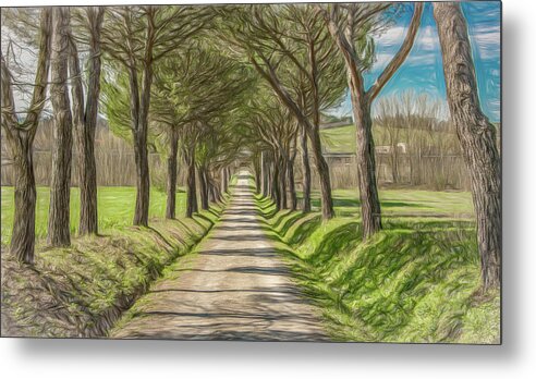 Tuscany Metal Print featuring the photograph Follow the Tuscan Road by Marcy Wielfaert