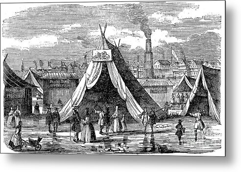 Social Issues Metal Print featuring the drawing Frost Fair On The Thames At London by Print Collector