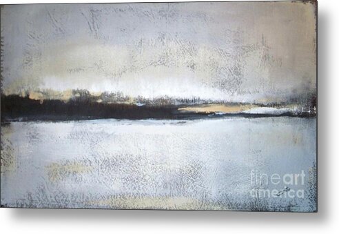 Landscape Metal Print featuring the painting Frozen Winter Lake by Vesna Antic