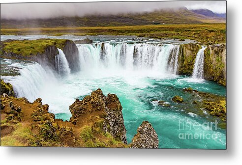 Waterfall Metal Print featuring the photograph Godafoss waterfall, Iceland by Lyl Dil Creations