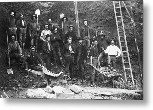 Miner Metal Print featuring the photograph Group Of Pick And Shovel Miners by Bettmann