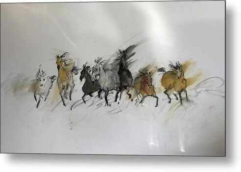 Horses Metal Print featuring the painting Img_3160 by Elizabeth Parashis