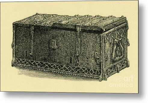 Metalwork Metal Print featuring the drawing Iron Casket by Print Collector