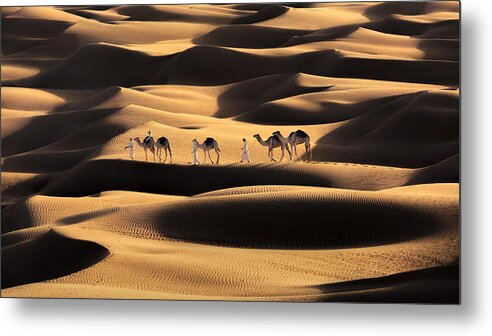 Caravan Metal Print featuring the photograph Life In The Desert by Ziyad_almaashari
