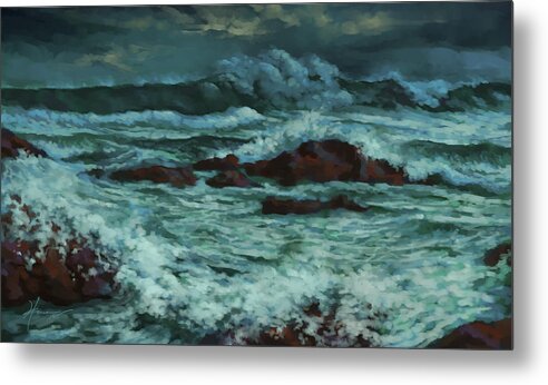 Ocean Metal Print featuring the painting Light Show by Hans Neuhart