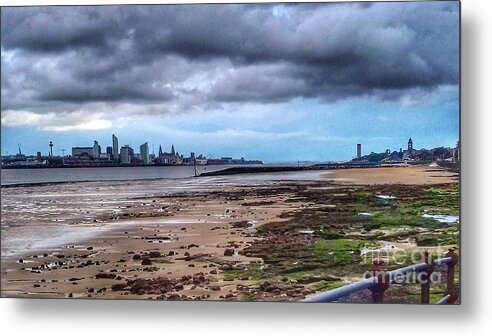 New Brighton Metal Print featuring the photograph Liverpool Skyline from Magazine Promenade by Joan-Violet Stretch