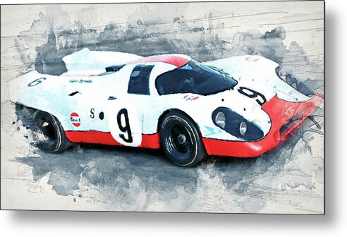 Car Metal Print featuring the painting Porsche 917k - 02 by AM FineArtPrints