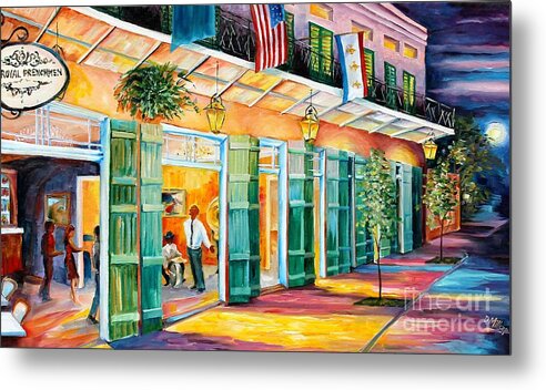 New Orleans Metal Print featuring the painting Night at the Royal Frenchmen by Diane Millsap