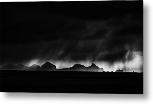 Dark Metal Print featuring the photograph Passing Storm Over The Westmanayer Islands by Peter Svoboda, Mqep