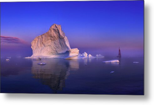 Ilulissat Metal Print featuring the photograph Peaceful Scene In Early Morning Greenland by Raymond Ren Rong Liu