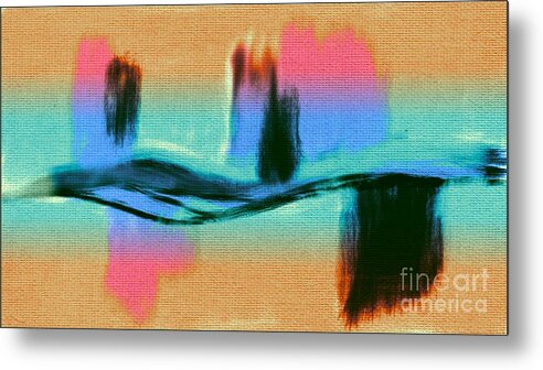 Abstract Metal Print featuring the digital art Pink Orange Turquoise Black and Aqua Abstract Painting by Delynn Addams by Delynn Addams