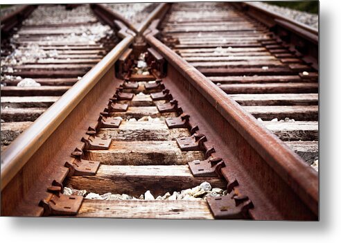 Empty Metal Print featuring the photograph Railroad Tracks by Catlane