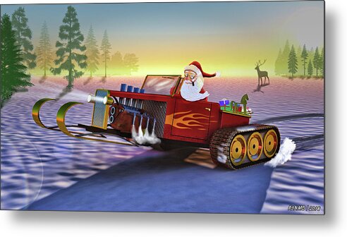 Sleigh Metal Print featuring the painting Santa's New Sleigh by Ken Morris