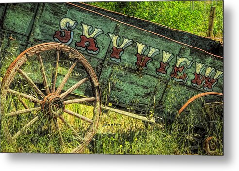 Skyview Freight Wagon Metal Print featuring the photograph Skyview Freight Wagon by Barbara Snyder