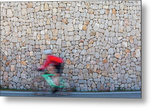 People Metal Print featuring the photograph Spain, Mallorca, Cyclist Cycling On by Westend61