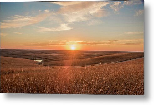 Agua Metal Print featuring the photograph Sunrise In The Kansas Flint Hills by Michael Scheufler