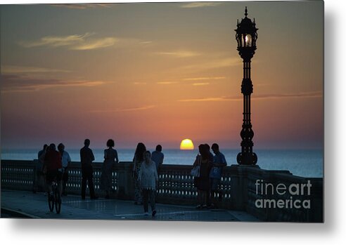 Romantic Metal Print featuring the photograph Sunset at Alameda Promenade Cadiz Spain by Pablo Avanzini