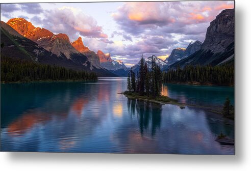 Spirit Metal Print featuring the photograph Sunset At Spirit Island by Jenny L. Zhang ( ???