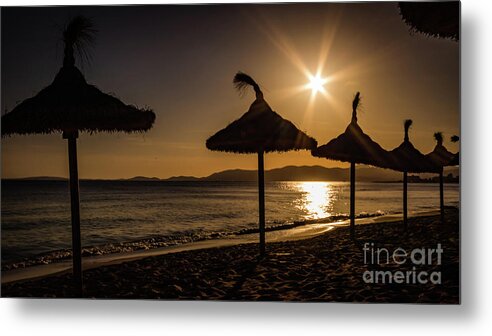 Sunset Metal Print featuring the photograph Sunset on the beach, Mallorca, Spain by Lyl Dil Creations