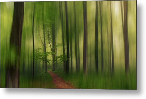 Blur Metal Print featuring the photograph The Green Forest. by Leif Lndal