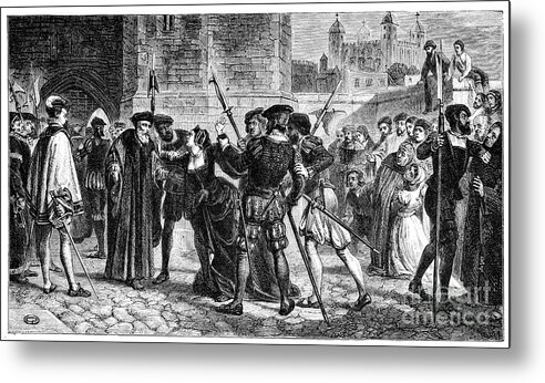 Engraving Metal Print featuring the drawing The Meeting Of Sir Thomas More by Print Collector