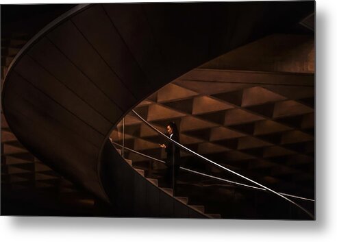 Stair Metal Print featuring the photograph The Museum Officer by Orkidea W.