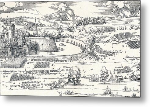 Engraving Metal Print featuring the drawing The Siege Of A Fortress I, 1527 1906 by Print Collector