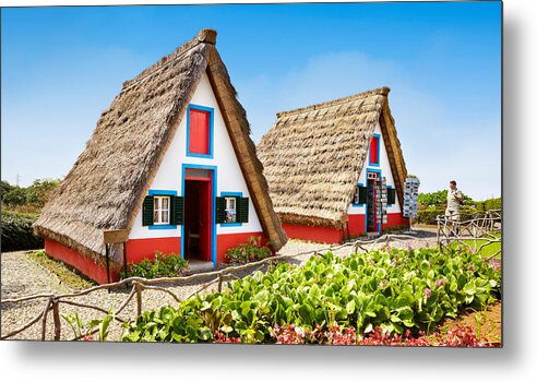 Landscape Metal Print featuring the photograph Traditional House Palheiros - Santana by Jan Wlodarczyk
