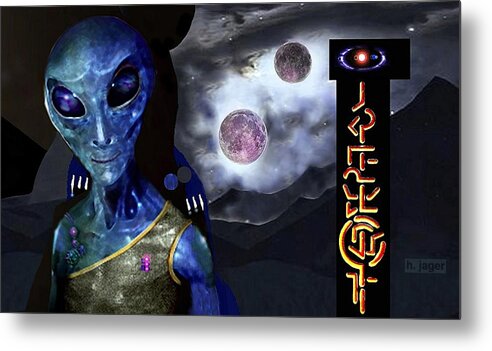 Planet Metal Print featuring the digital art Twin Moons by Hartmut Jager