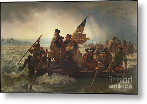 Oil Painting Metal Print featuring the drawing Washington Crossing The Delaware, 1851 by Heritage Images