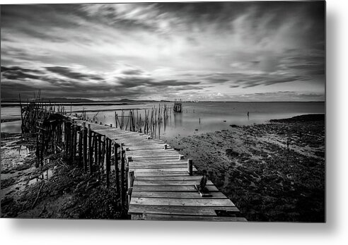 Seascapes Metal Print featuring the photograph Wooden fishing Piers by Michalakis Ppalis