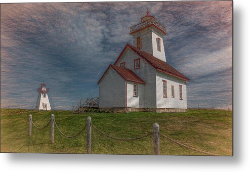 Woods Island Metal Print featuring the photograph Woods Island Lighthouse, Painterly by Marcy Wielfaert