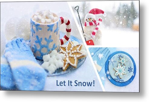 Snow Metal Print featuring the photograph Let It Snow in Blue Tones by Nancy Ayanna Wyatt