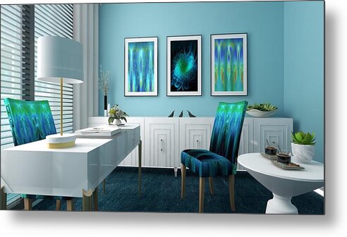 Fractal Metal Print featuring the digital art The Shiny Ones Dream Office Edesign #2 by Mary Ann Benoit