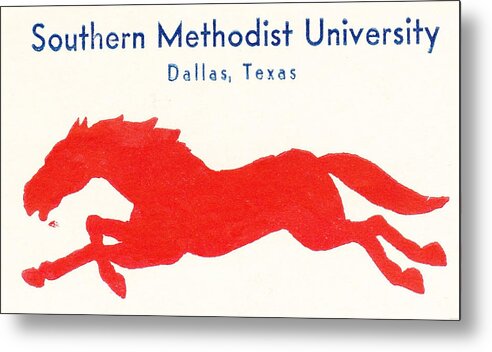 Smu Metal Print featuring the mixed media 1933 SMU Mustangs Art by Row One Brand
