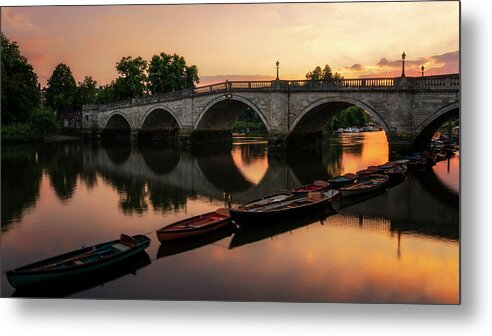 London Metal Print featuring the photograph Richmond Bridge sunset #2 by Doug Stratton