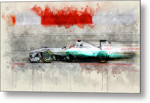 Formula 1 Metal Print featuring the digital art 2011 Petronas Mercedes by Geir Rosset